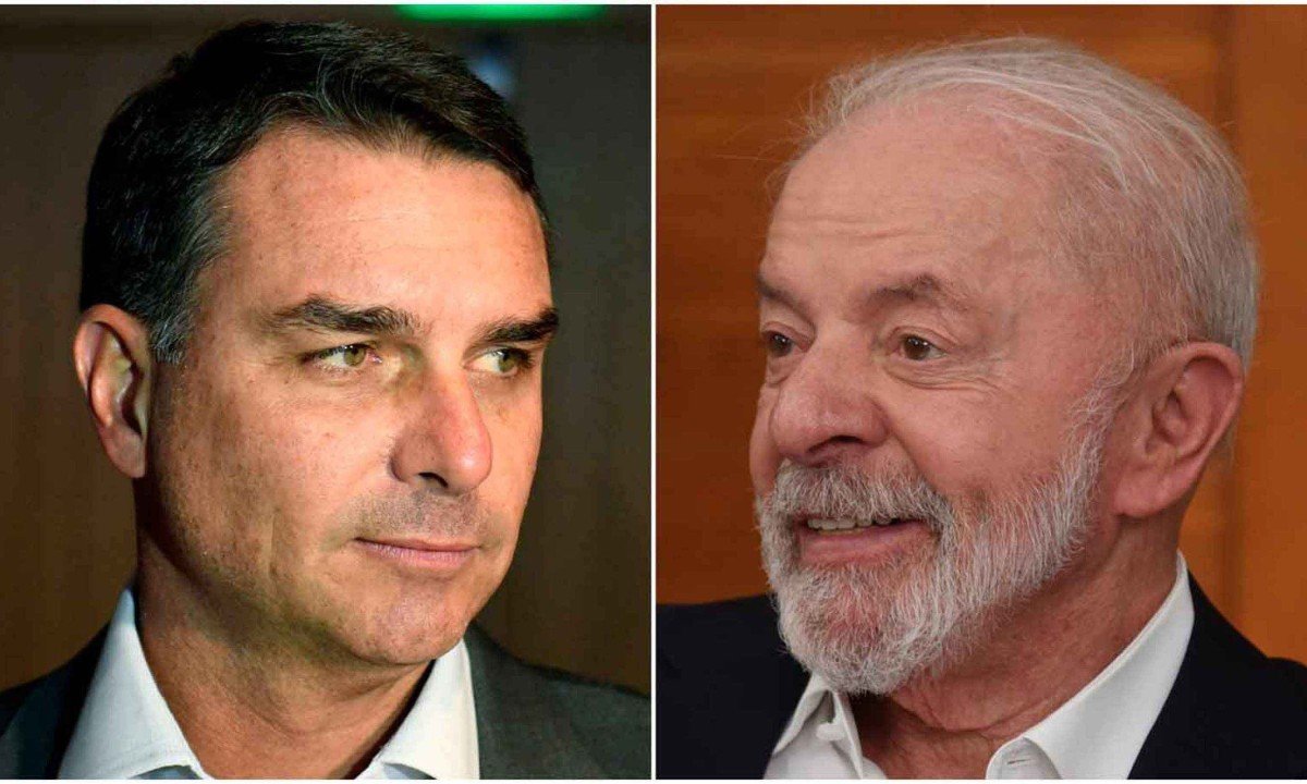  Flávio Bolsonaro (PL) e o presidente Lula tiveram pontos positivos e negativas em sabatina -  (crédito: Daniel Ramalho/AFP e Gladyston Rodrigues/EM/D.A Press)