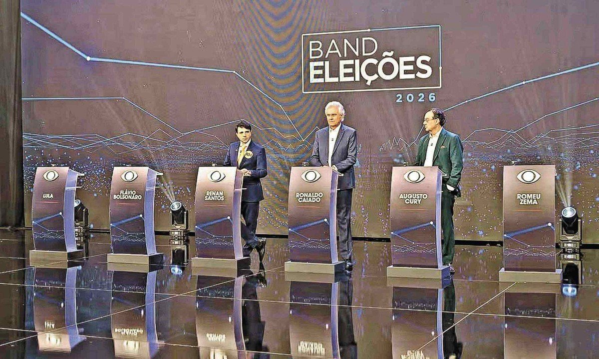 Debate da Band favoreceu Augusto Coury (D) (Avante), que disparou nas pesquisas eleitorais -  (crédito: Renato Pizzutto/Band/Divulgação)
