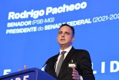 Rodrigo Pacheco critica a falta de diálogo entre os chefes dos Poderes  -  (crédito: Correio Braziliense )