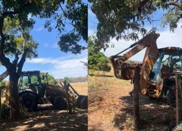 Trator invade territ&oacute;rio da comunidade quilombola do A&ccedil;ude durante constru&ccedil;&atilde;o de estrada -  (crédito: Reprodu&ccedil;&atilde;o/Redes Sociais)