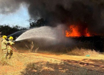 Onze bombeiros foram levados para atender essa ocorrência de incêndio  -  (crédito: CBMMG / Divulgação)