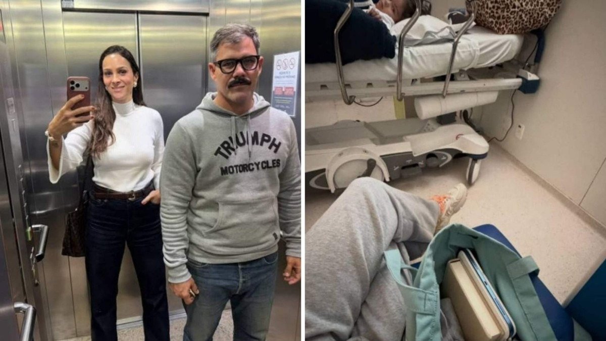 Leticia e Juliano Cazarr&eacute; se revezam no hospital durante a interna&ccedil;&atilde;o da filha Maria Guilhermina na UTI -  (crédito:  @leticiacazarre no Instagram)