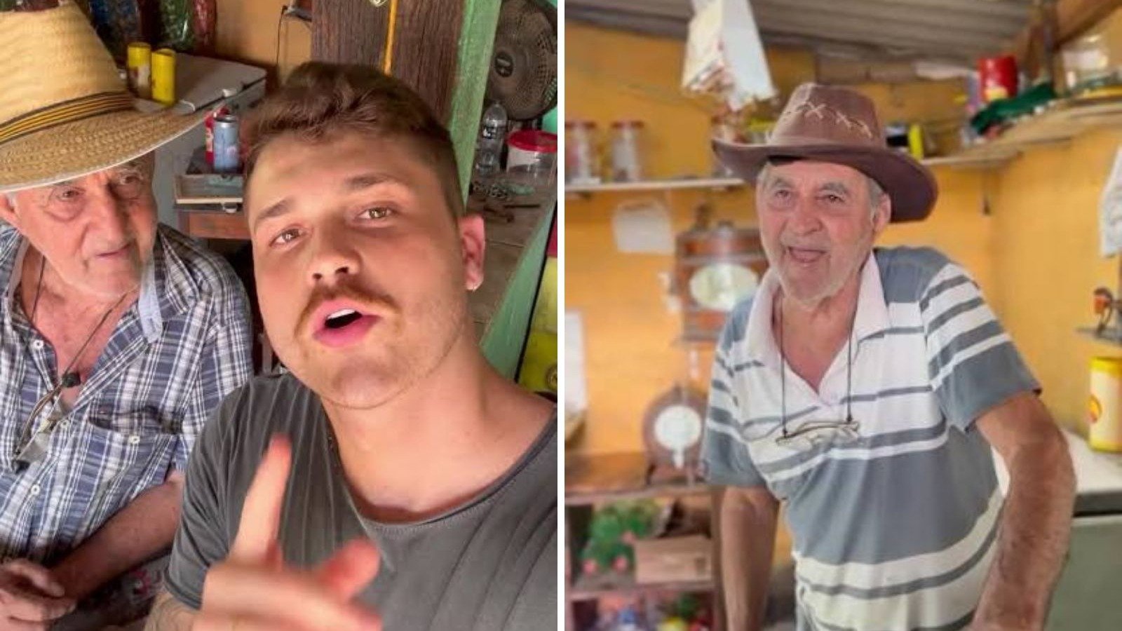 Gustavo Tubar&atilde;o ao lado de Ti&atilde;o Bruto Sistem&aacute;tico, que foi diagnosticado com enfisema e pneumonia -  (crédito: Redes sociais)