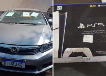 PlayStation 5 e Honda Civic, dois dos itens de destaque no leil&atilde;o eletr&ocirc;nico da Receita Federal -  (crédito: Receita Federal)