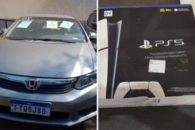 PlayStation 5 e Honda Civic, dois dos itens de destaque no leil&atilde;o eletr&ocirc;nico da Receita Federal -  (crédito: Receita Federal)