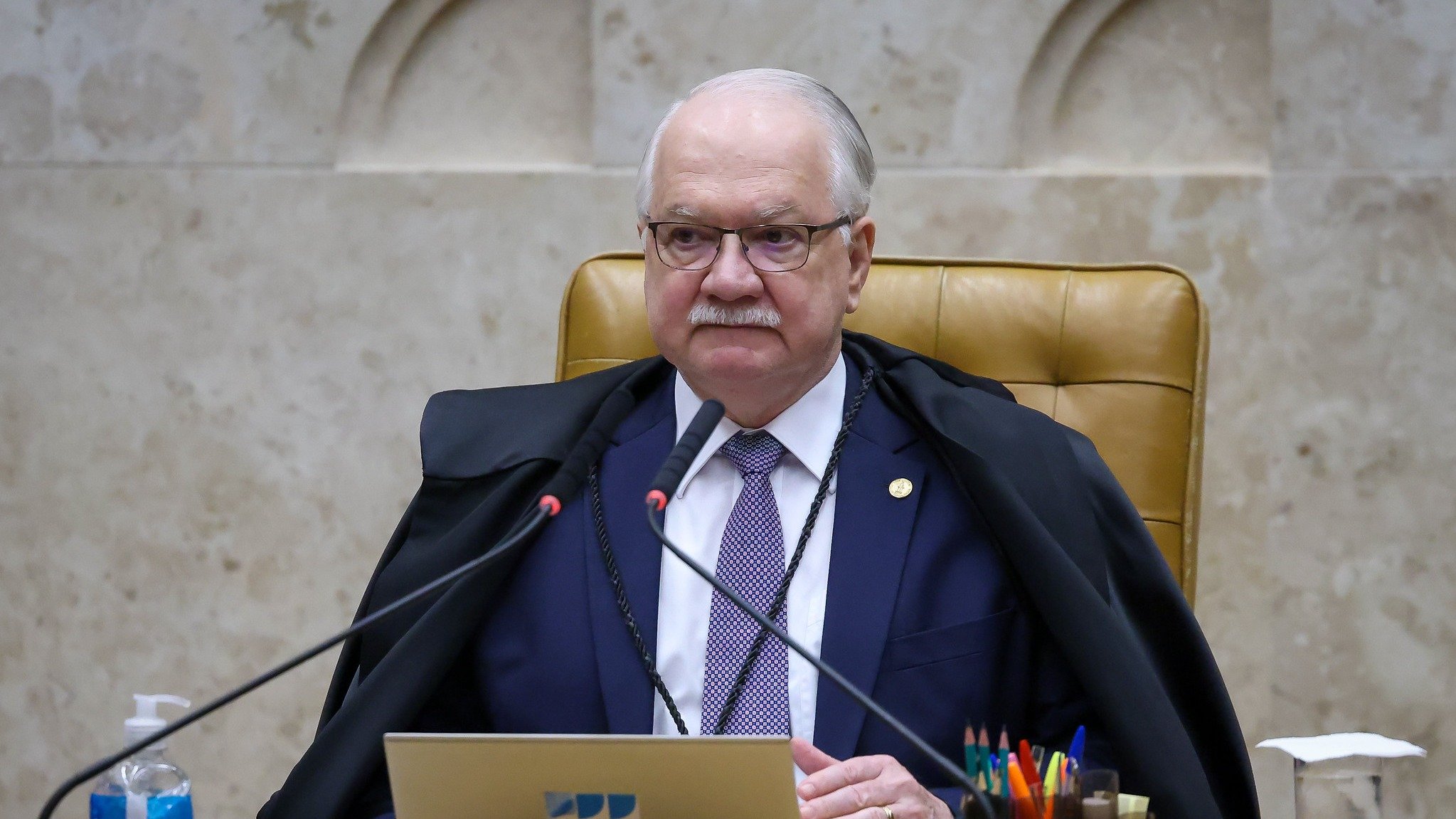 Edson Fachin, presidente do STF, defende publicamente a cria&ccedil;&atilde;o de um c&oacute;digo de &eacute;tica para ministros da Corte -  (crédito: Gustavo Moreno/STF)