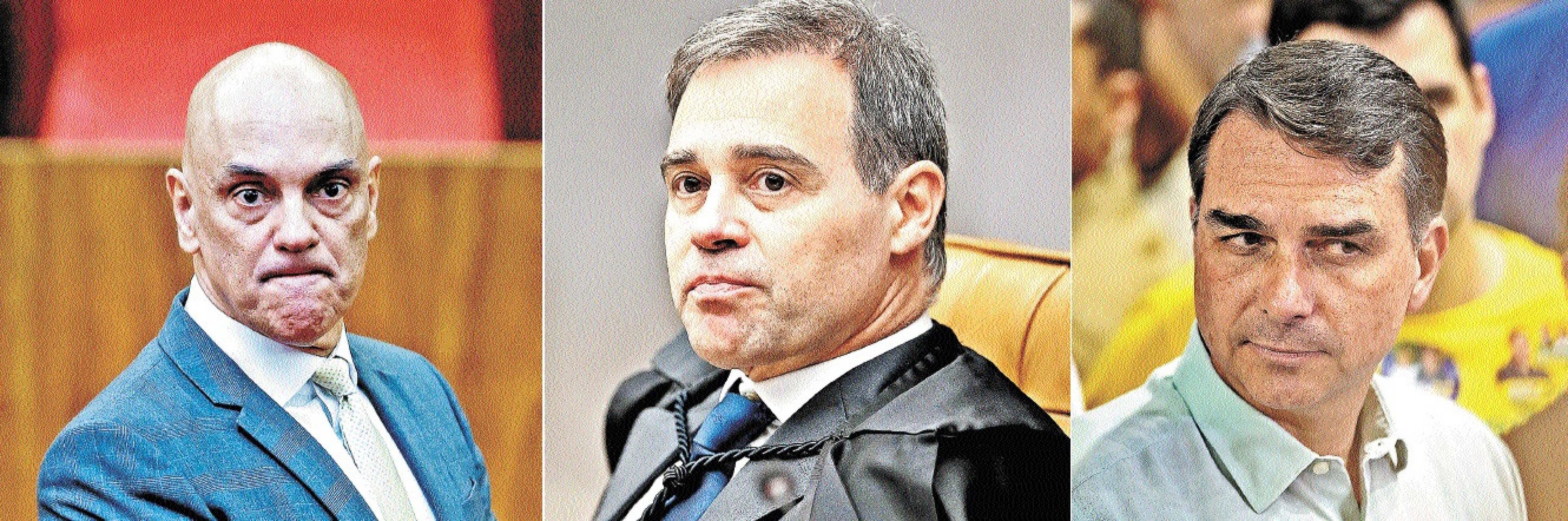 Os ministros do supremo tribunal federal Alexandre de Moraes e Andr&eacute; Mendon&ccedil;a e o senador Fl&aacute;vio Bolsonaro devem respostas sobre suas rela&ccedil;&otilde;es com Daniel Vorcaro