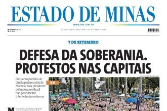 Confira a capa do Estado de Minas do dia 08/09/2026