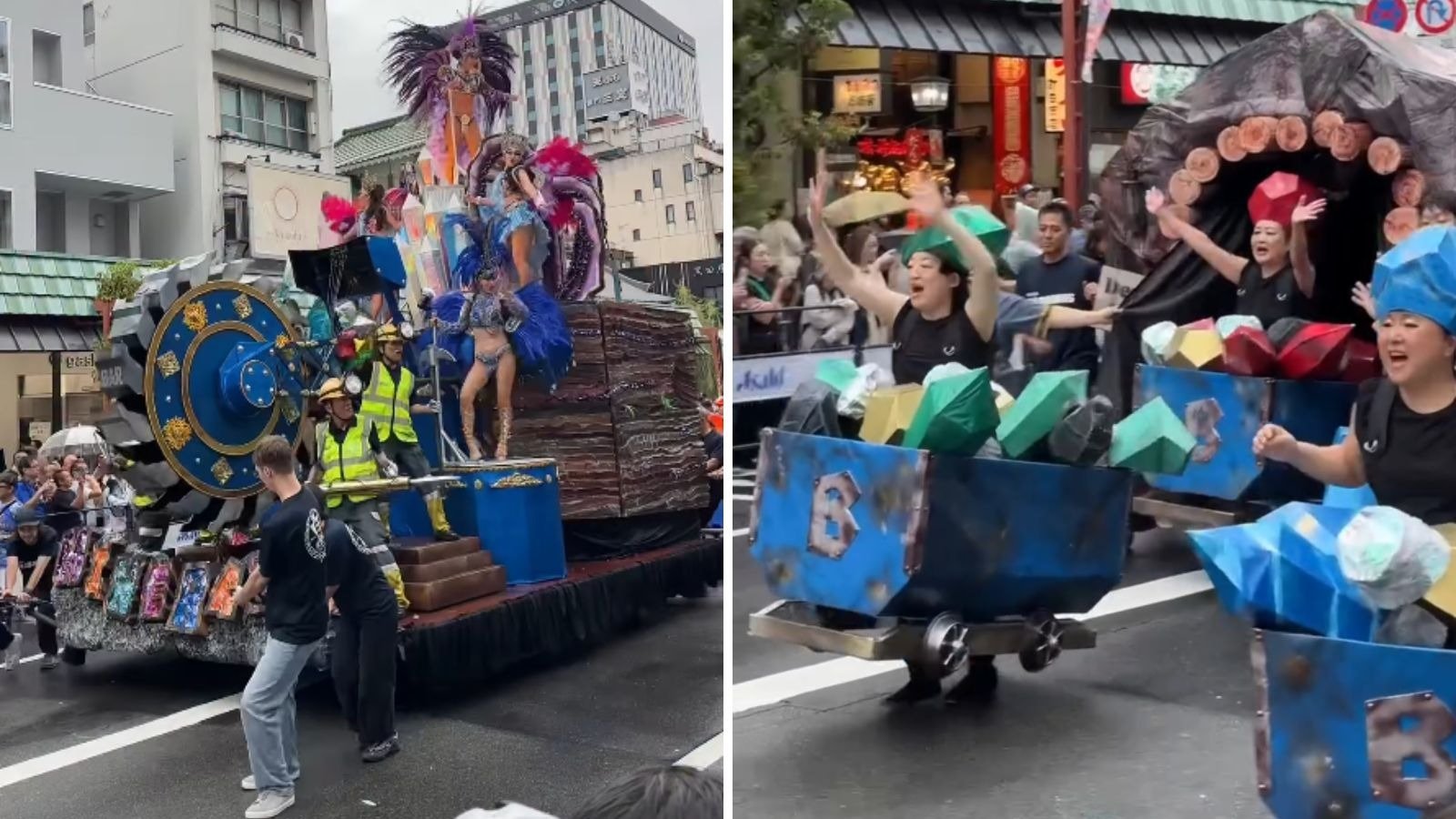 Desfile da Nakamise Barbaros no Carnaval de T&oacute;quio exibiu alegorias com refer&ecirc;ncias &agrave;s riquezas minerais de Minas Gerais -  (crédito: Redes sociais)