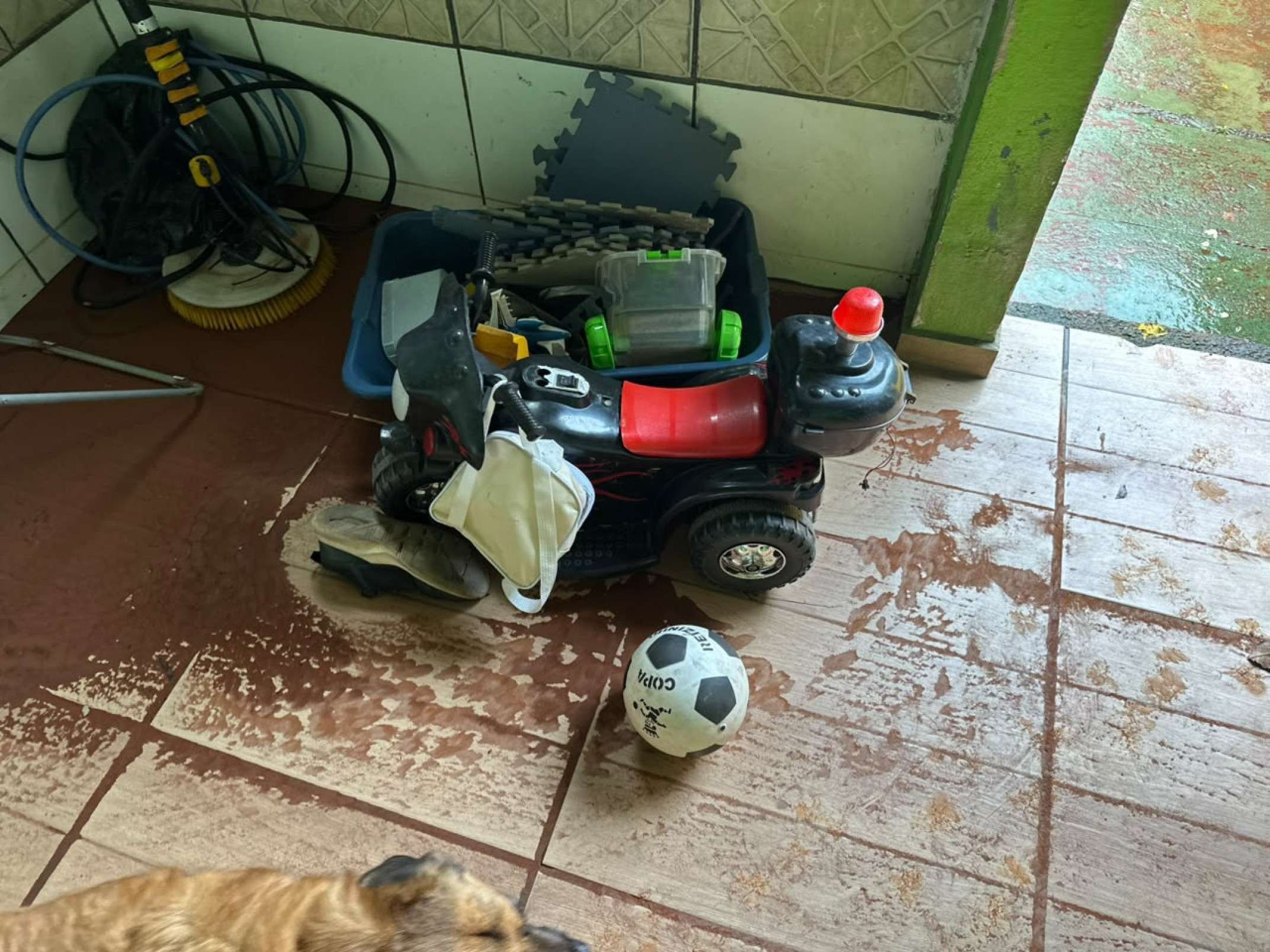 Os brinquedos do filho ficaram molhados, mas, segundo Paulo, o maior transtorno foi precisar limpar a casa durante o feriado