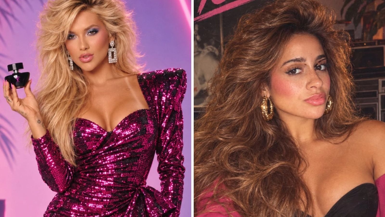 Virginia e MC Loma entraram na brincadeira e postaram como seriam na est&eacute;tica dos anos 80 -  (crédito: Redes sociais)