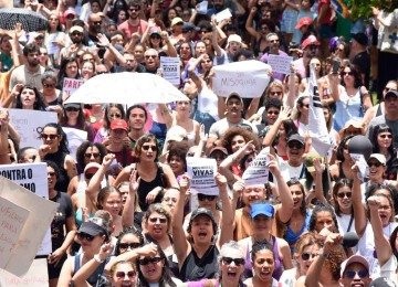 Protesto em BH contra a violência de gênero -  (crédito: Gladyston Rodrigues/EM/D.A Press)