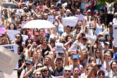 Protesto em BH contra a violência de gênero -  (crédito: Gladyston Rodrigues/EM/D.A Press)