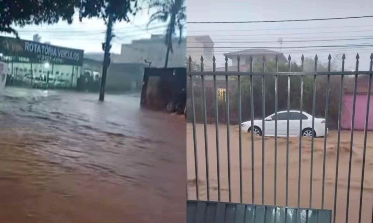Ruas do Bairro Tirol ficaram alagadas - (crédito: Redes Sociais/Reprodução)