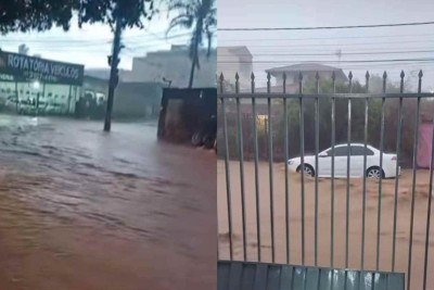 Ruas do Bairro Tirol ficaram alagadas -  (crédito: Redes Sociais/Reprodu&ccedil;&atilde;o)