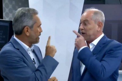 Ciro Gomes e Elmano de Freitas discutiram e apontaram dedo um ao outro em debate na última quarta-feira (9/9) -  (crédito: Reprodução/Diário do Nordeste)