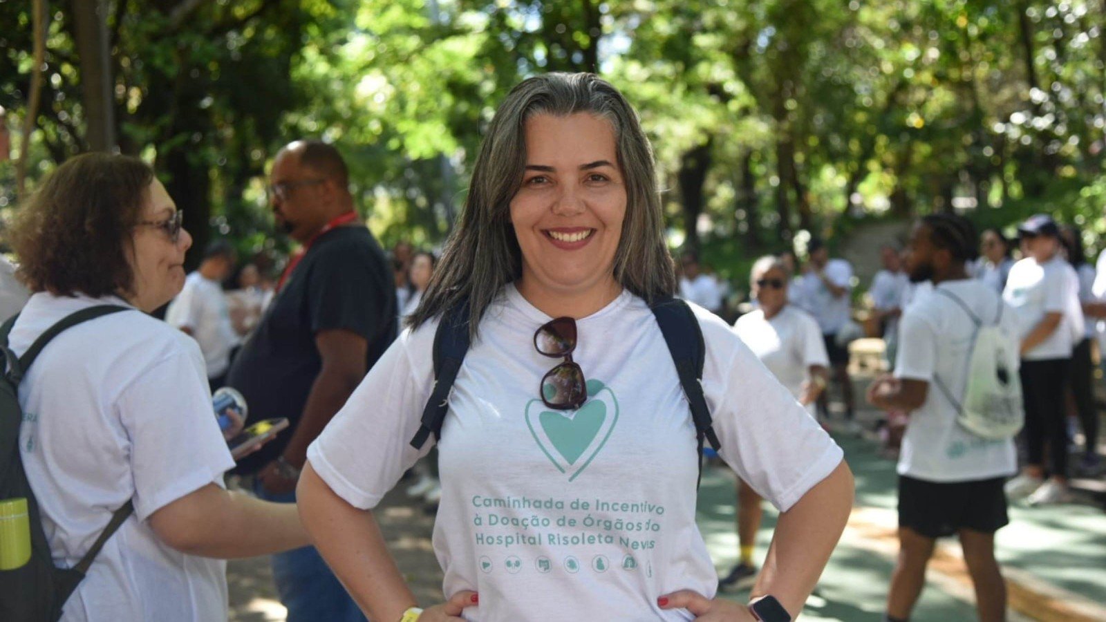 A professora Fabiana, de 46 anos. O irm&atilde;o dela aguarda por um transplante de f&iacute;gado