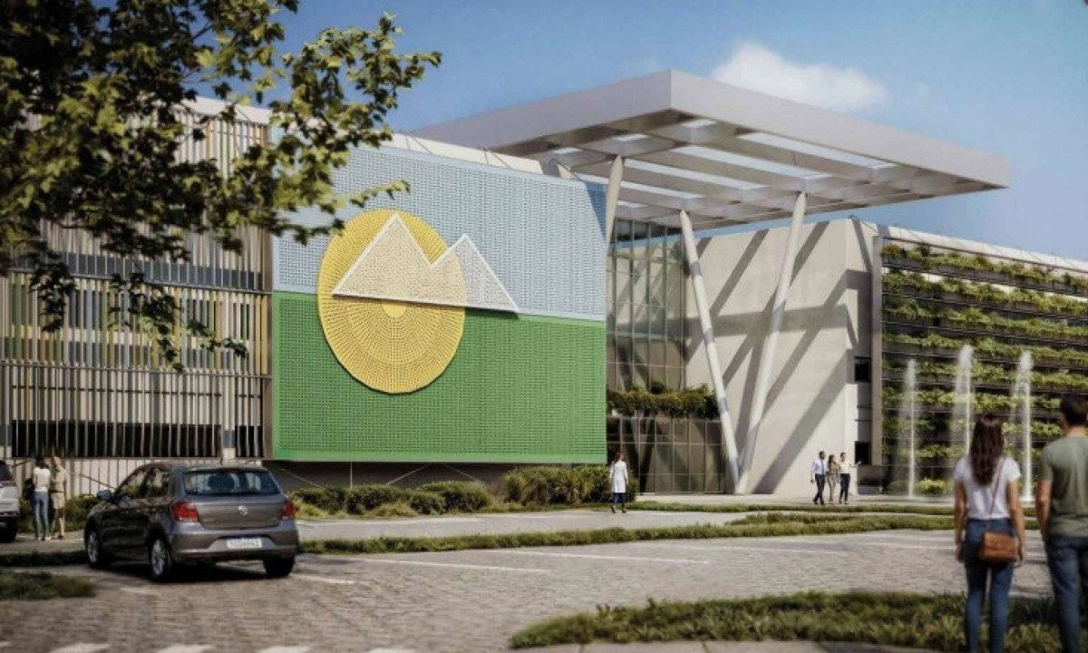 Perspectiva da fachada do futuro Hospital Municipal de Montes Claros - (crédito: Solon Queiroz/reprodução/Prefeitura de Montes Claros)