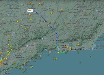 De acordo com a FAB, os controladores agiram dentro dos procedimentos previstos
- (crédito: Flight Radar 24 / Reprodução) De acordo com a FAB, os controladores agiram dentro dos procedimentos previstos
- (crédito: Flight Radar 24 / Reprodução)