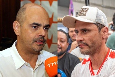 Mateus Simões não citou Cleitinho, mas mandou indireta ao concorrente -  (crédito: Jair Amaral/EM/D.A Press e Marcus Vinícius/Campanha Cleitinho)