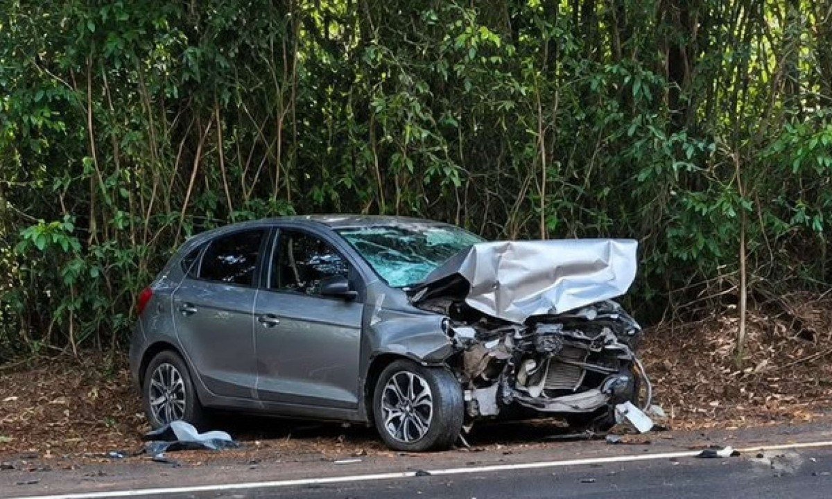 Acidente envolvendo um cavalo e dois carros deixa 3 feridos na MG-060, em Esmeraldas, região metropolitana da capital mineira - (crédito: CBMMG/Divulgação)
