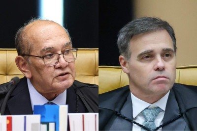 Gilmar Mendes e André Mendonça já tinham discutido mais cedo -  (crédito: Alejandro Zambrana/STF)