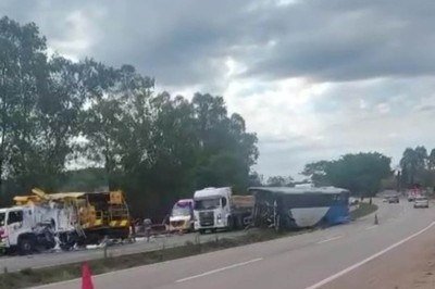 Acidente ocorreu no km 543,1 da Rodovia Fernão Dias (BR-381), em Itatiaiuçu (MG), no sentido São Paulo -  (crédito: Reprodução)