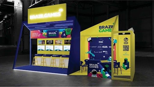 O estande do projeto Brazil Games, que levar&aacute; 21 est&uacute;dios brasileiros &agrave; Tokyo Game Show 2026, em exposi&ccedil;&atilde;o -  (crédito: DIVULGA&Ccedil;&Atilde;O)