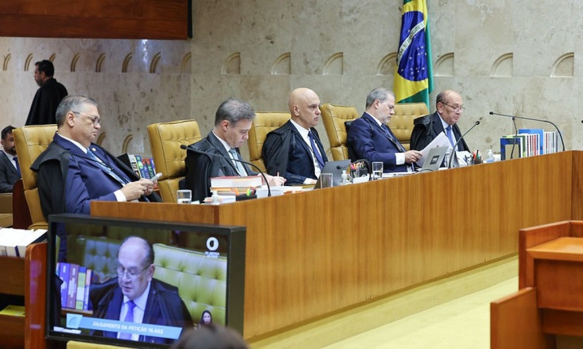 Ministros do STF durante a tensa sessão que analisou o pedido de investigação contra Alexandre de Moraes. - (crédito: Rosinei Coutinho/STF)