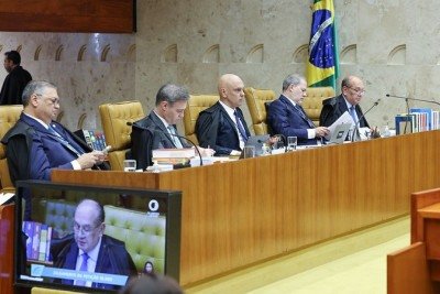Ministros do STF durante a tensa sess&atilde;o que analisou o pedido de investiga&ccedil;&atilde;o contra Alexandre de Moraes. -  (crédito: Rosinei Coutinho/STF)