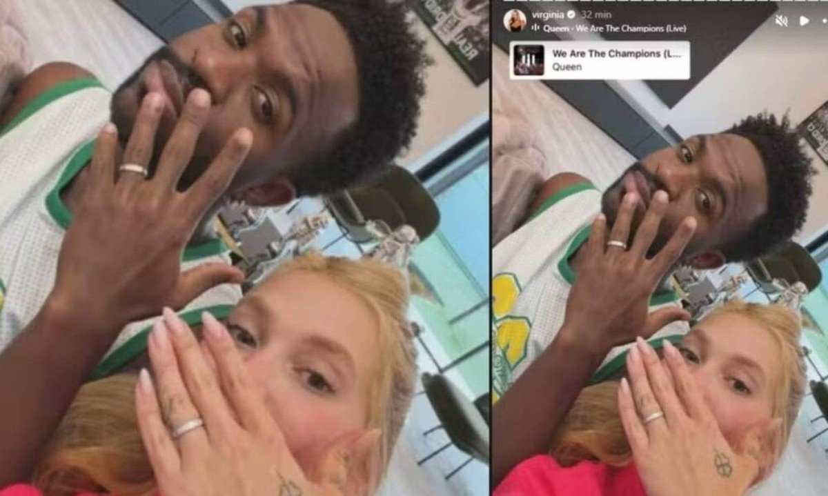 Vini Jr. e Virginia reforçam laços com aliança de compromisso - (crédito: Tupi)