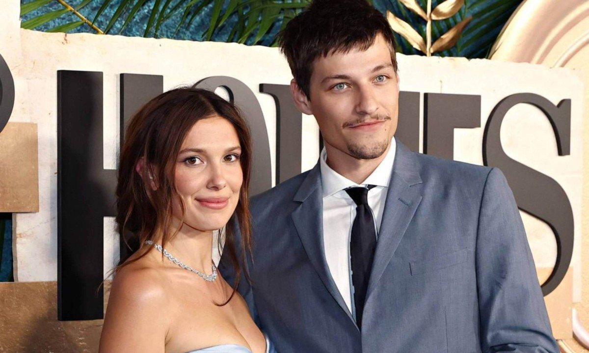 Millie Bobby Brown e Jake Bongiovi na premiere de 'Enola Holmes 3', em Nova York - (crédito: Cindy Ord-25.jun.26/ Getty Images via AFP)