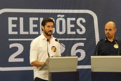 Candidatos Gabriel Azevedo e Mateus Sim&otilde;es discutem seguran&ccedil;a p&uacute;blica em Minas Gerais durante debate eleitoral -  (crédito: Gladyston Rodrigues/EM/DA Press)