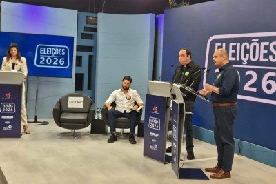 Debate TV Alterosa/EM/Uai com Gabriel Azevedo, Mateus Sim&otilde;es e Fl&aacute;vio Roscoe -  (crédito: Jair Amaral/EM/DA Press)