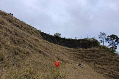 Pai e filho foram encontrados em ribanceira no Sul de Minas, às margens da BR-381, na manhã desta sexta-feira (18/9) -  (crédito: CBMMG/Divulgação)