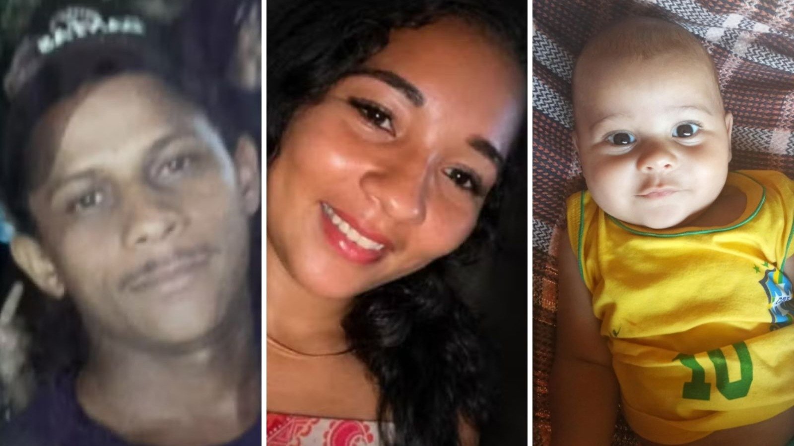 As v&iacute;timas Taymilla Reis da Silva e seu filho Emanuel, e o suspeito Jailton Gon&ccedil;alves Coelho -  (crédito: Redes sociais)