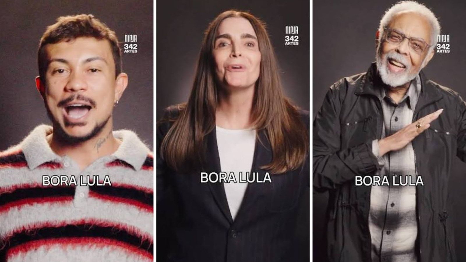 Xam&atilde;, Gilberto Gil e outros artistas do coletivo 342 Artes em v&iacute;deo de apoio &agrave; campanha 'Bora Lula' para reelei&ccedil;&atilde;o -  (crédito: Redes sociais)