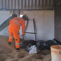 Silo de grãos de café desaba e trabalhador morre soterrado - CBMMG/Divulgação
