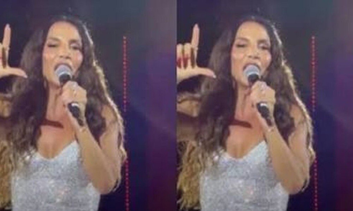 Ivete Sangalo ouve coro para Lula da plateia em BH e responde fazendo o L com as mãos - (crédito: Tupi)