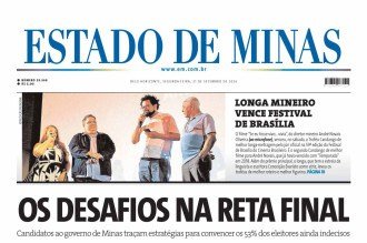 Confira a capa do Estado de Minas do dia 21/09/2026