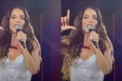 Ivete Sangalo ouve coro para Lula da plateia em BH e responde fazendo o L com as mãos -  (crédito: Tupi)