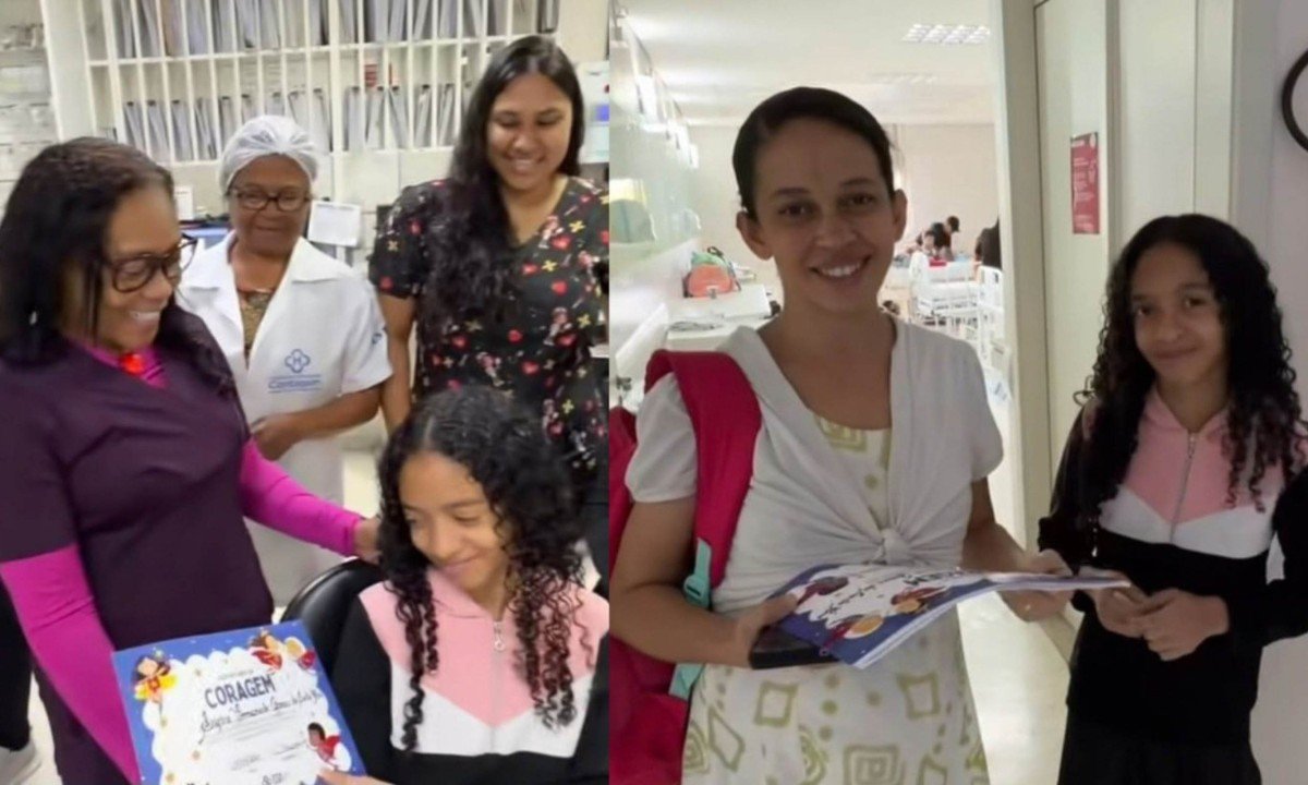 Saffira Emanuele recebe alta nesta segunda-feira (21) com certificado de coragem junto à família - (crédito: Reprodução/Redes Sociais)