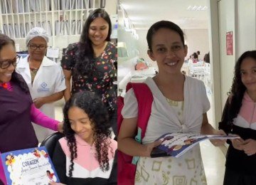 Saffira Emanuele recebe alta nesta segunda-feira (21) com certificado de coragem junto à família -  (crédito: Reprodução/Redes Sociais)