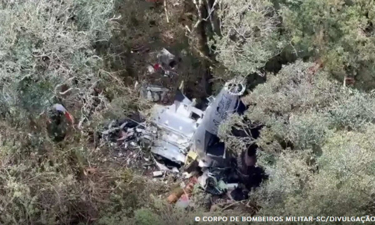 Aeronave foi encontrada em Santa Bárbara (SC), numa região de mata fechada - (crédito: CBM - SC/Divulgação )