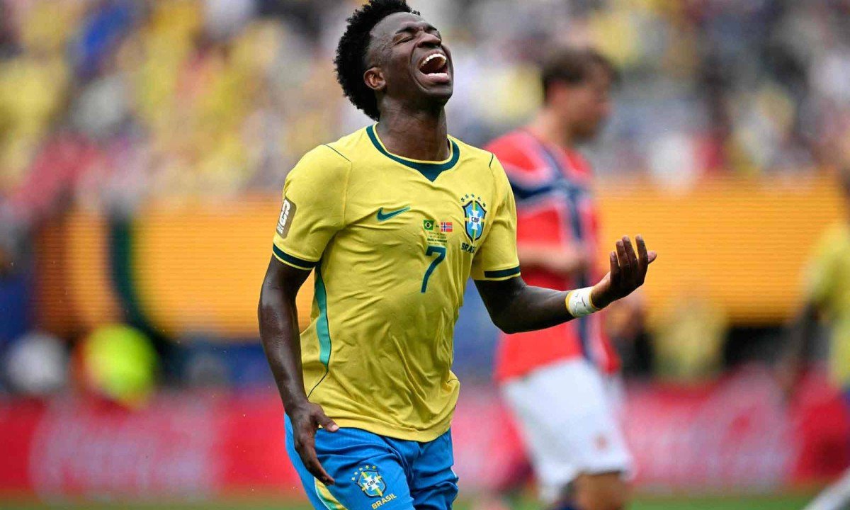 Decepção no Mundial de 2026, Brasil, de Vini Jr., volta a campo na próxima sexta-feira, contra a Austrália, em jogo da Data Fifa -  (crédito: MAURO PIMENTEL / AFP - 5/7/26)