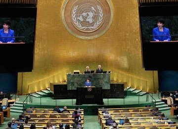 Na Assembleia Geral, quando cada um expôs sua visão sobre quem pode decidir os destinos da América Latina, o antagonismo entre ambos se tornou muito visível. -  (crédito: Michael M. Santiago/Getty Images/AFP)