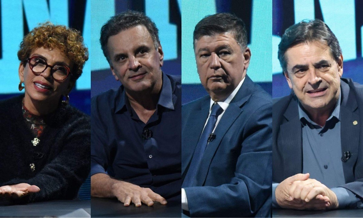 Marília Campos, Aécio Neves, Carlos Viana e Domingos Sávio disputam o Senado em Minas Gerais - (crédito: Gladyston Rodrigues/EM/D.A. Press e Marcos Vieira/EM/D.A. Press (4))