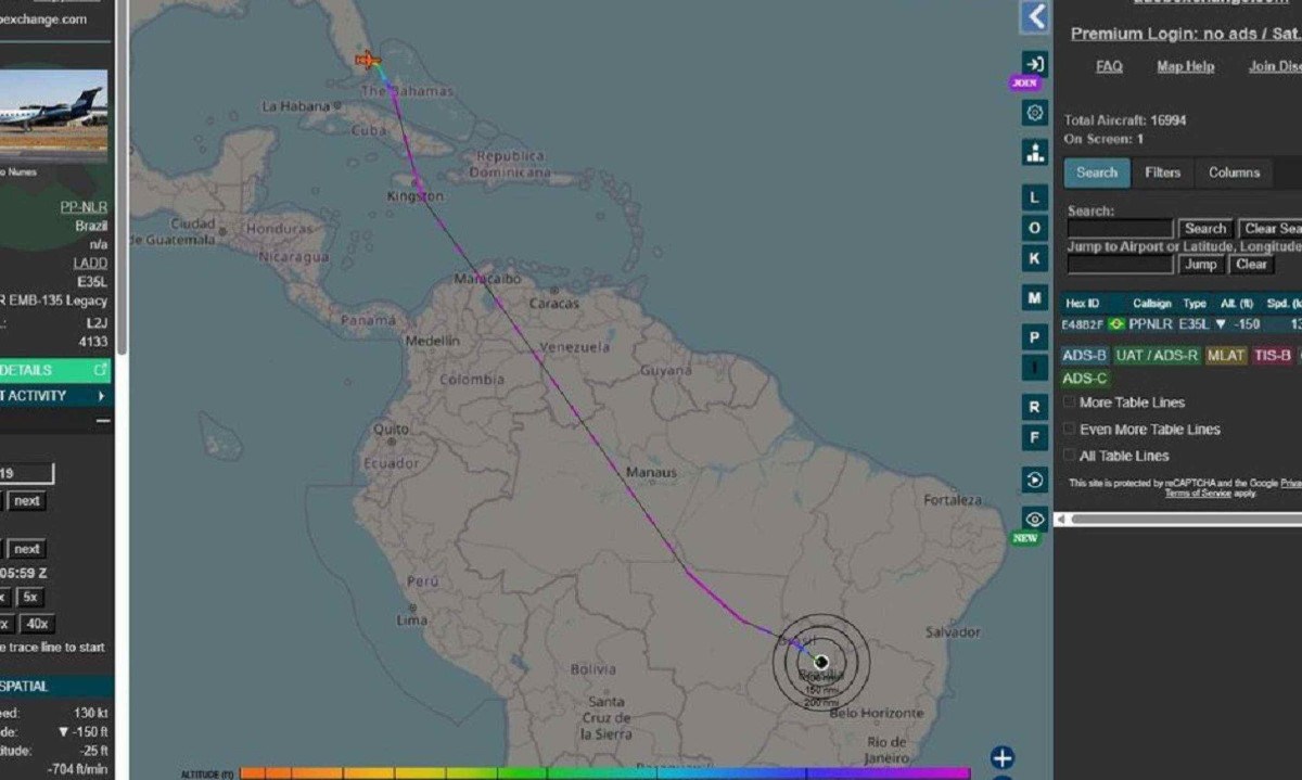Flávio Bolsonaro, a esposa e as duas filhas utilizaram o jatinho em uma viagem da Flórida para o Distrito Federal - (crédito: Reprodução)