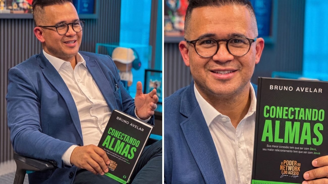 Bruno Avelar com seu livro 'Conectando Almas', reflexo do neg&oacute;cio de networking que o tornou refer&ecirc;ncia no mercado -  (crédito: Reprodu&ccedil;&atilde;o / Instagram)