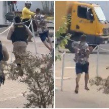 Vídeo: policiais correm atrás de adolescente algemado em avenida de BH - Reprodução